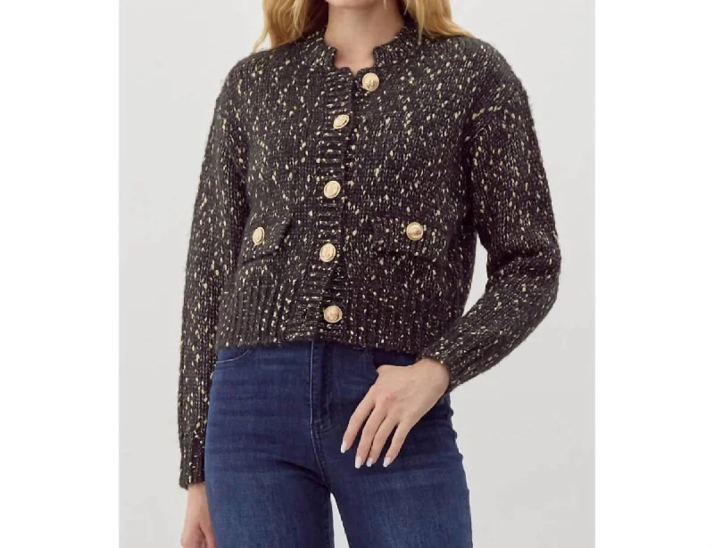 Lowest Price Preppy Knit Crop Cardigan In Black
