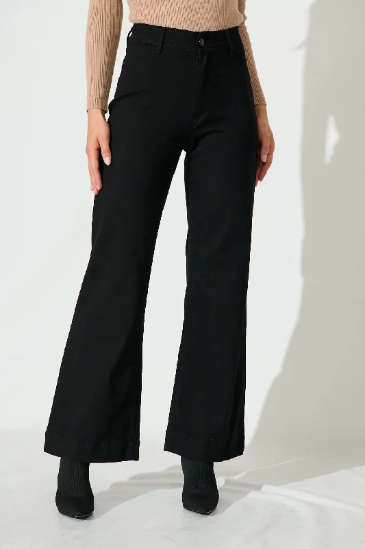 Weekend Specials to Cherish Delina High Rise Wide Leg Jean In Black Denim