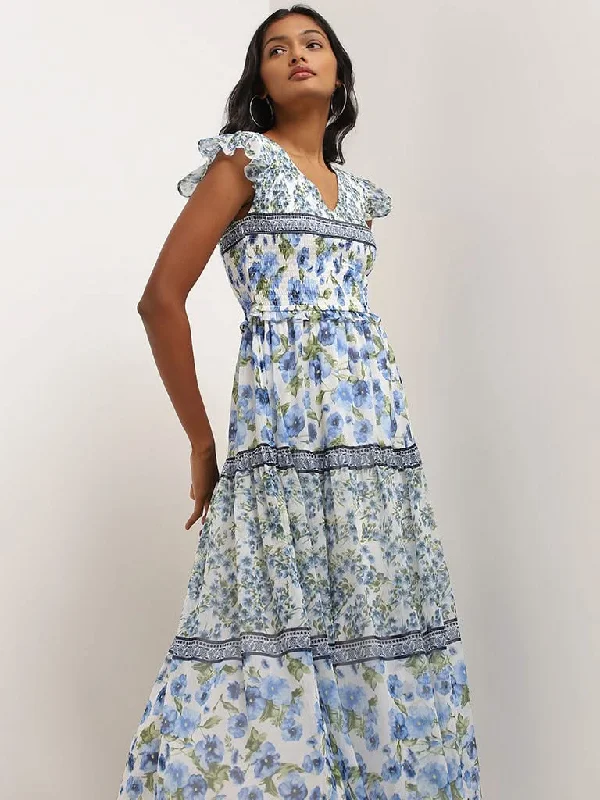 Price Reduction LOV Blue Floral Maxi Dress