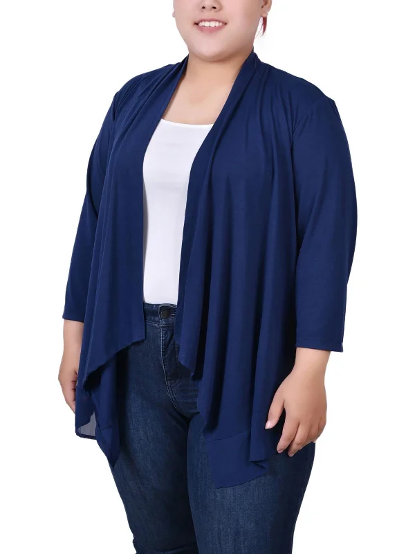 Weekend Savings Extravaganza Plus Womens Open Front 3/4 Sleeve Cardigan Sweater