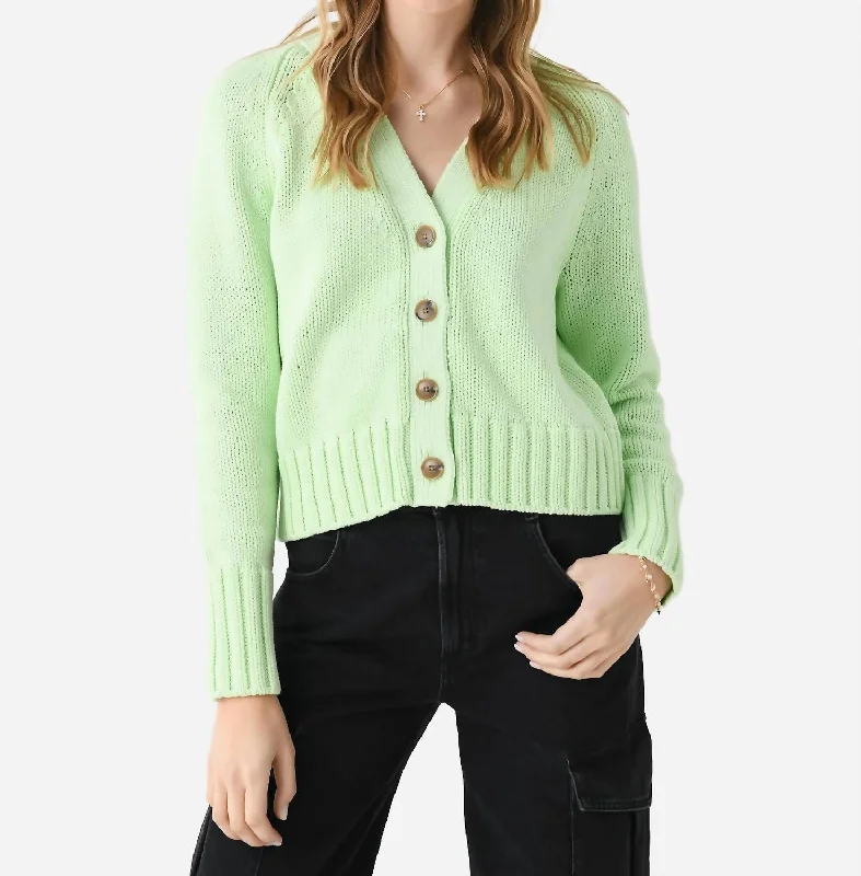 Price Reduction Cotton Rope Button Cardigan In Lime Cord