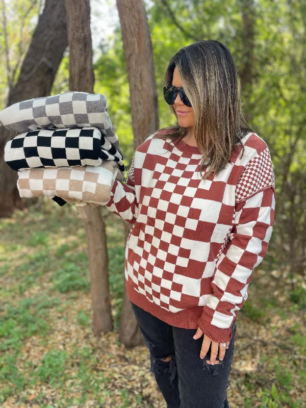 Major Savings All Checkered Out Sweater in Four Colors