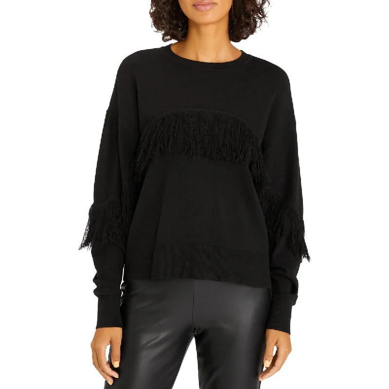 Weekend Deals to Make You Smile Social Hour Womens Ribbed Trim Knit Crewneck Sweater