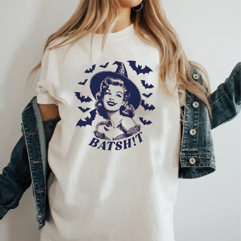 Overstock Bat Crazy Retro Women's Halloween T-Shirt
