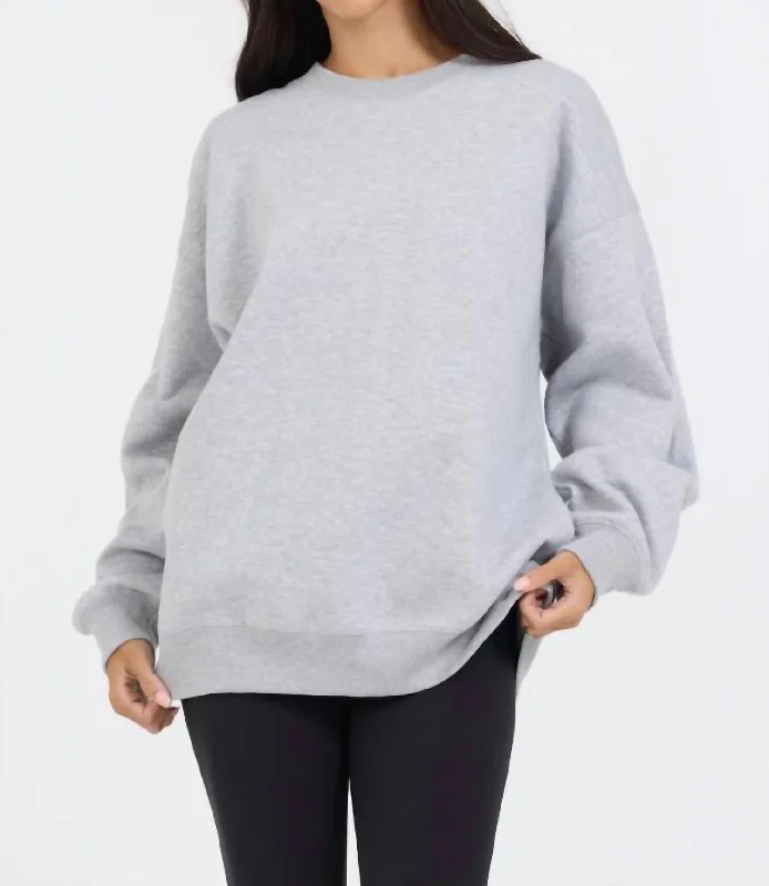 Hurry In Proweave Crewneck Top In Heather Grey