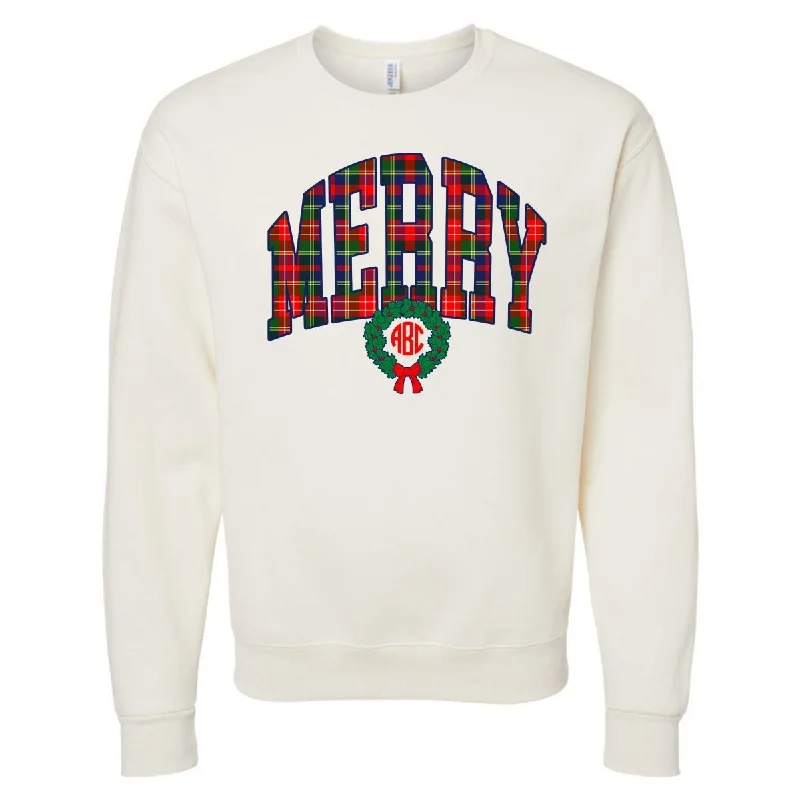 Weekend Savings Bonanza Monogrammed 'Plaid Merry' Crewneck Sweatshirt