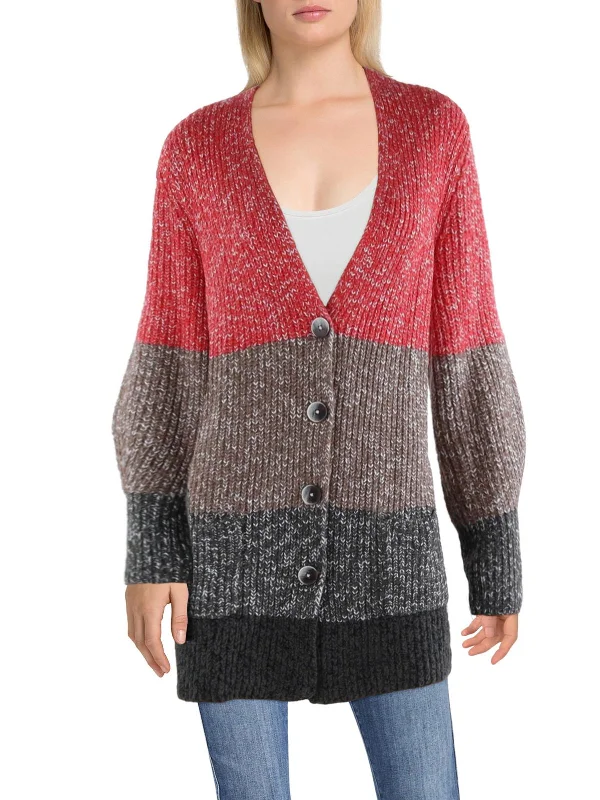 Special Buy Womens Colorblock Button-Down Cardigan Sweater