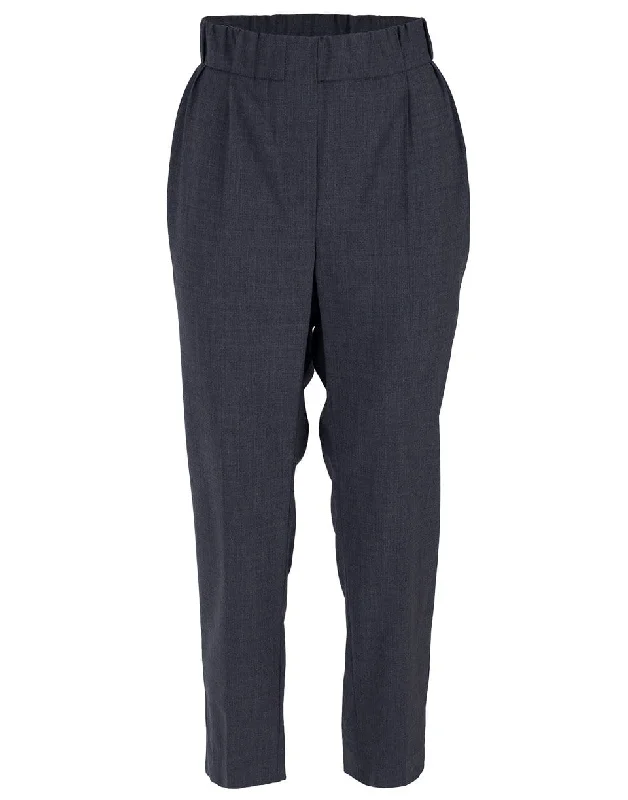 Overstock Sale Dark Grey Tropical Wool Monili Side Stripe Pull On Pant