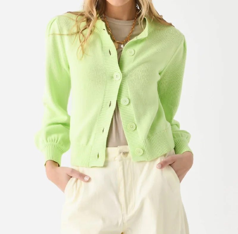 The Best Prices Puff Sleeve Cardigan In Lime