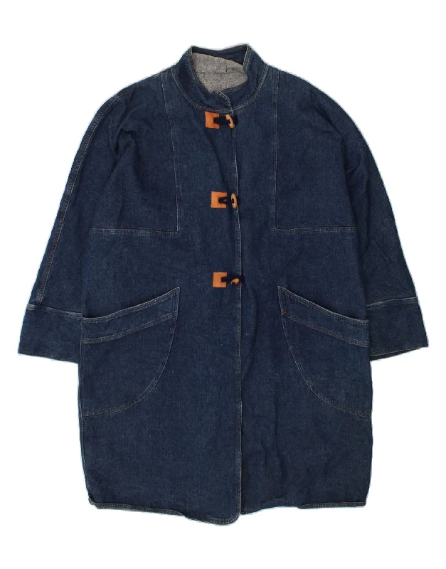 While Supplies Last VINTAGE Womens Duffle Denim Coat UK 20 2XL Blue Cotton