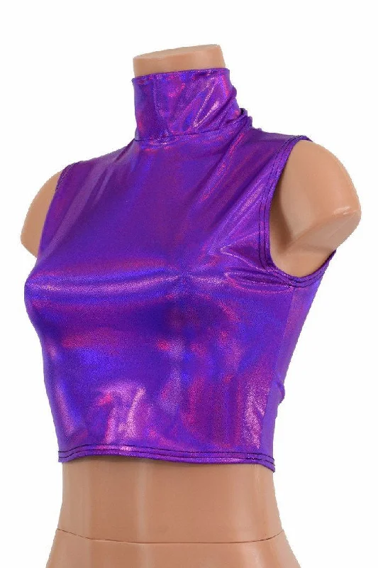 Today’s Deal Purple Holographic Crop Top