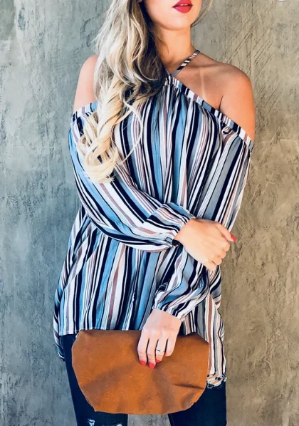 Take Advantage Sierra Off the Shoulder Top (blue)