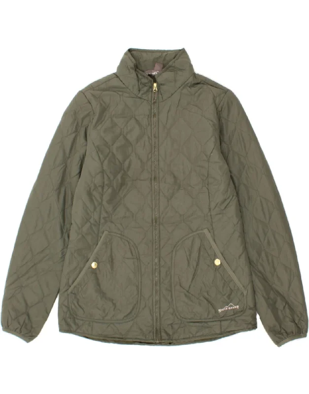 Major Savings EDDIE BAUER Womens Quilted Jacket UK 14 Medium Green Polyester
