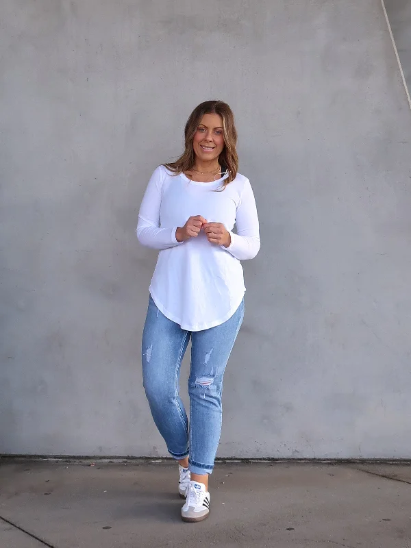 Deal Dash Megan Long Sleeve Top - White