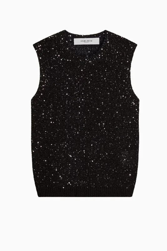 Quick Deals Golden Goose Sequin Mesh Tank - Black