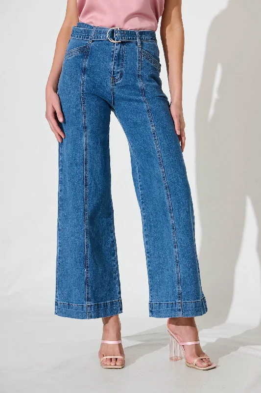Don't Delay Daria High Rise Wide Leg Jean In Light Blue Denim