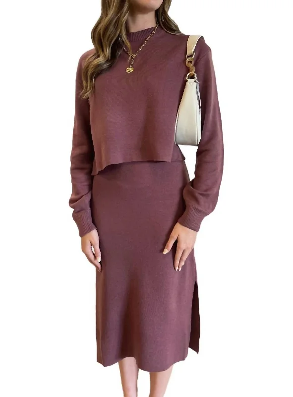 Weekend Deal Relaxed Crop Sweater In Plum