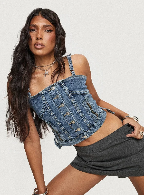 Weekend Deals That Amaze Yappa Denim Top Mid Wash