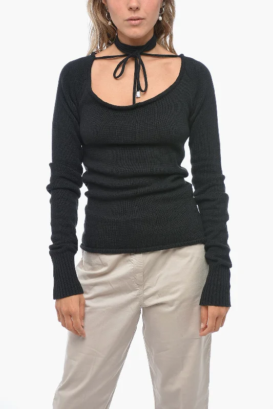 Weekend Discounts to Delight The Attico Deep-neckline HEATHER Sweater