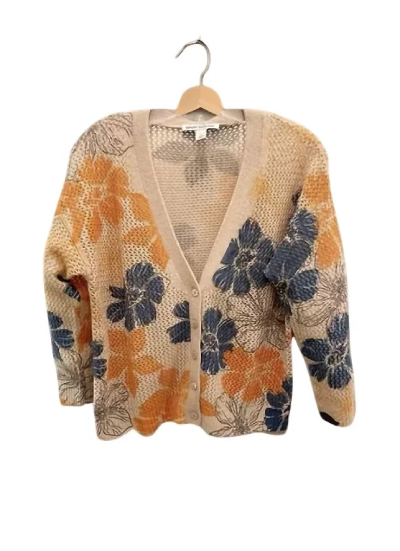 Exclusive Online Offer Women's Floral Mesh Cardigan In Cappuccino Combo