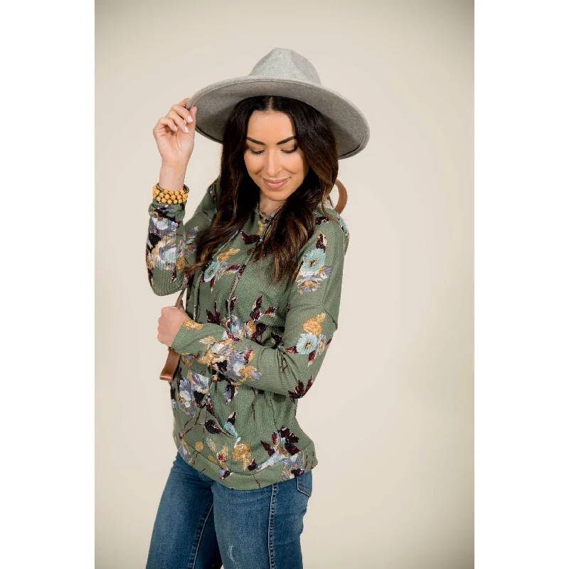 Daily Deals Floral Thermal Hoodie