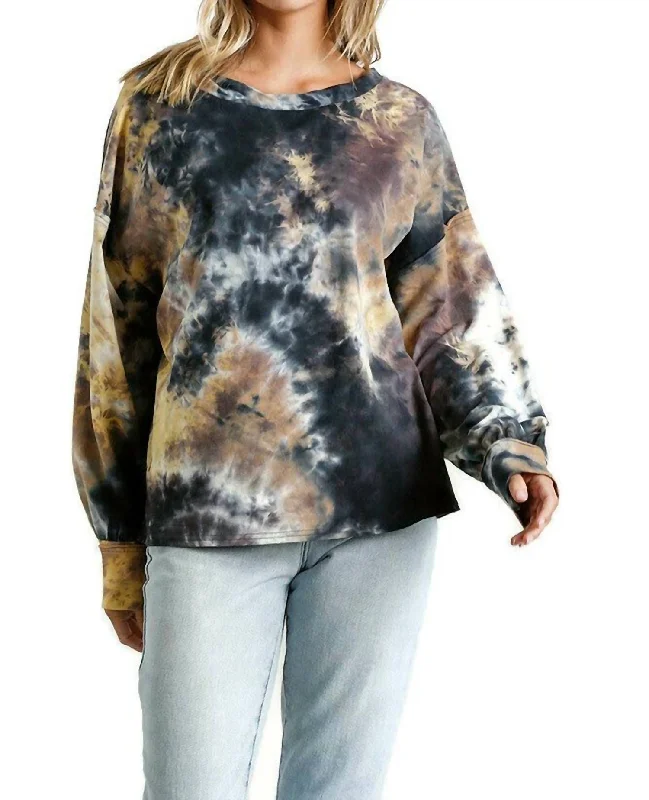 Price Fest Tie Dye Twisted Collar Sweater In Grey