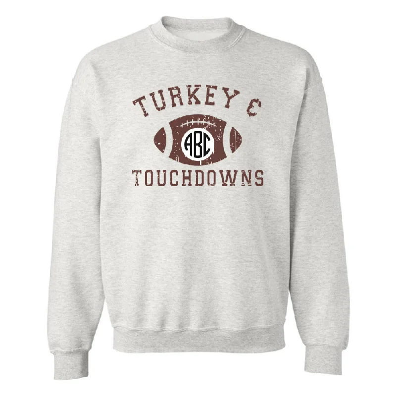 Epic Deals Monogrammed 'Turkey & Touchdowns' Crewneck Sweatshirt
