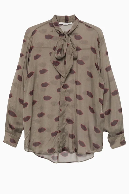 Deep Discounts Stella McCartney Lips Print Shirt - Mud
