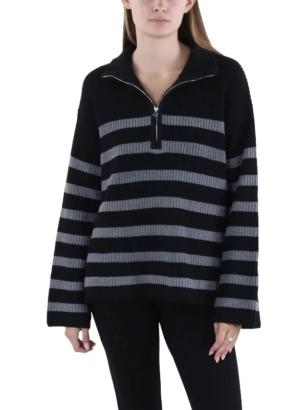 Closeout Deal Womens Half Zip Crochet Pullover Sweater