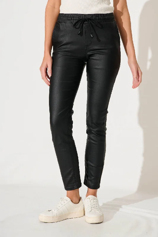 Instant Deal Mazus Jogger Pant In Black Wet Look