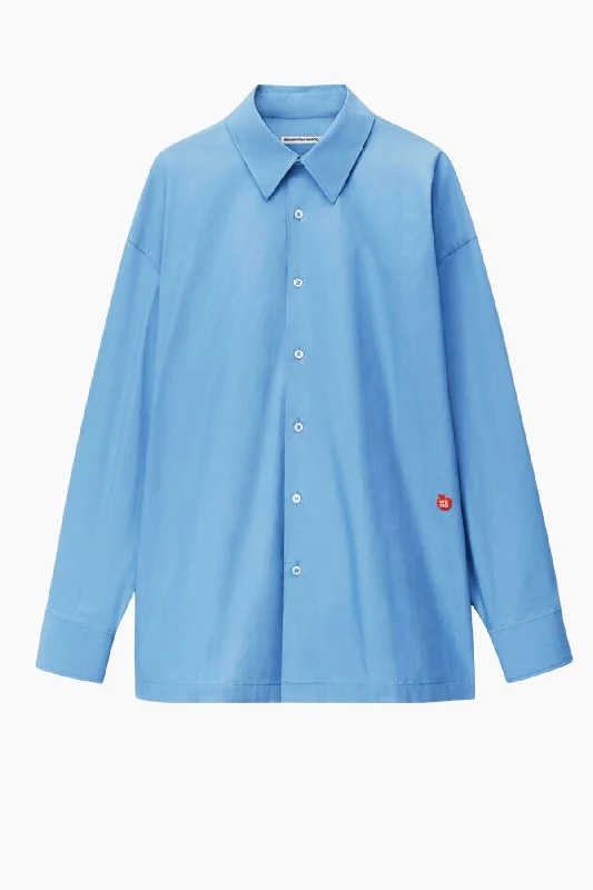 Referral Discount alexanderwang.t Logo Apple Patch Cotton Shirt - Dark Iris