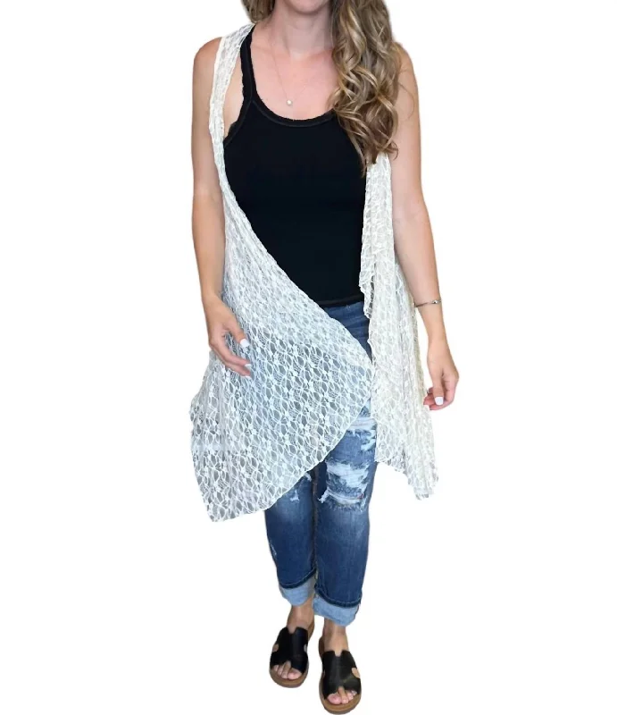 Limited Edition Dance Party Neutral Lace Cardigan Vest In Natural