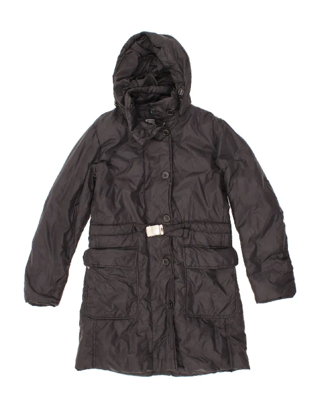 Weekend Deals That Dazzle BENETTON Womens Hooded Padded Coat UK 14 Large Black