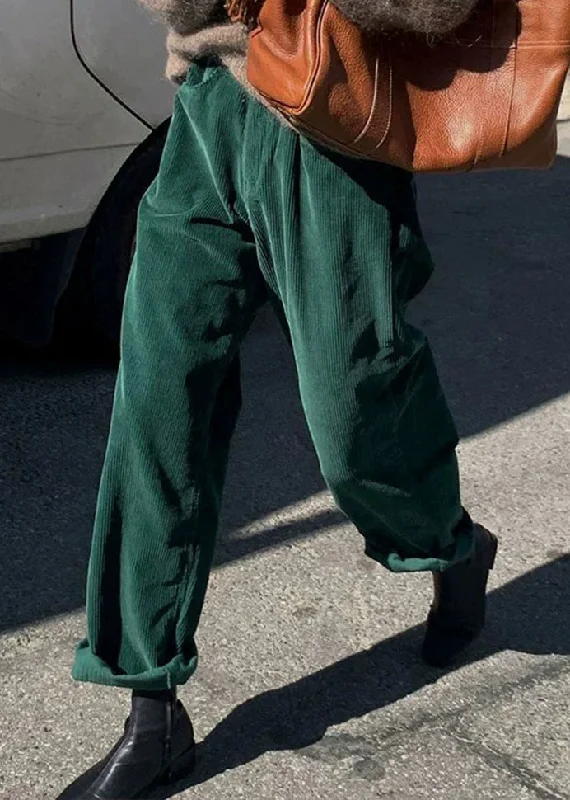 Daily Specials Casual Green Pockets Corduroy Straight Pants Fall