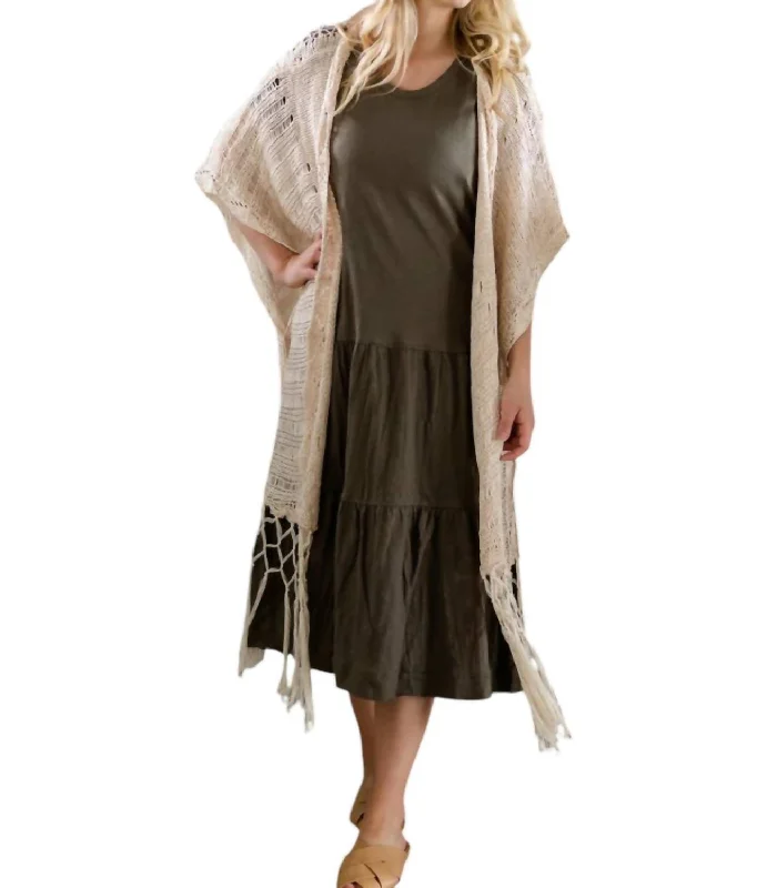 Buy Now Crochet Knit Fringe Sweater In Natural