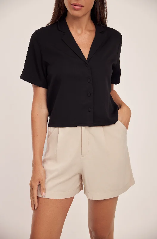 Huge Savings The Billie Cropped Shirt - Black