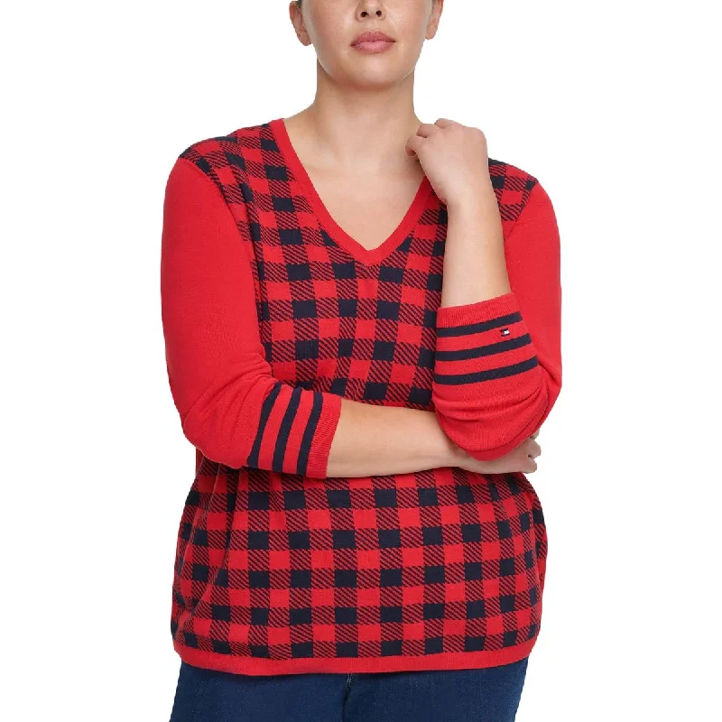 Lowest Prices Ivy Womens Ribbed Trim Striped V-Neck Sweater