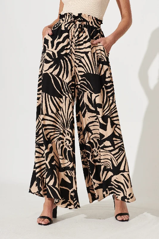 Final Offer Mariah Pant In Brown With Black Print