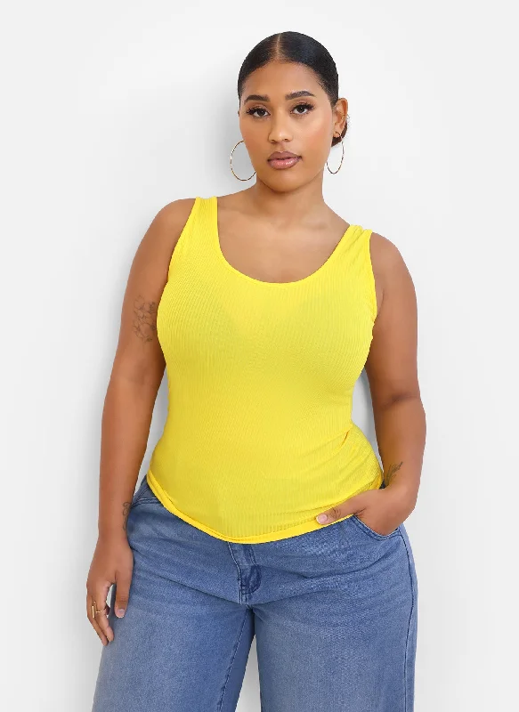 Bargain Bin Essential Ribbed Tank Top - Yellow