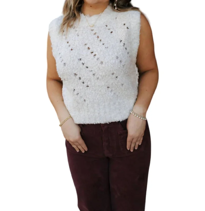 Weekend Offers That Impress Textured Sweater Vest In Ecru
