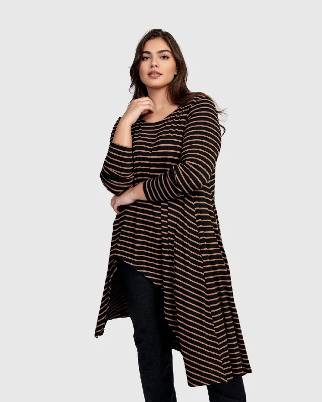 Deal Frenzy Calypso Hi-Lo Tunic Top, Stripes