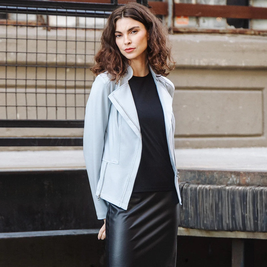 YEAR-End Sale Clara Sunwoo #JK161 STONE liquid leather jacket