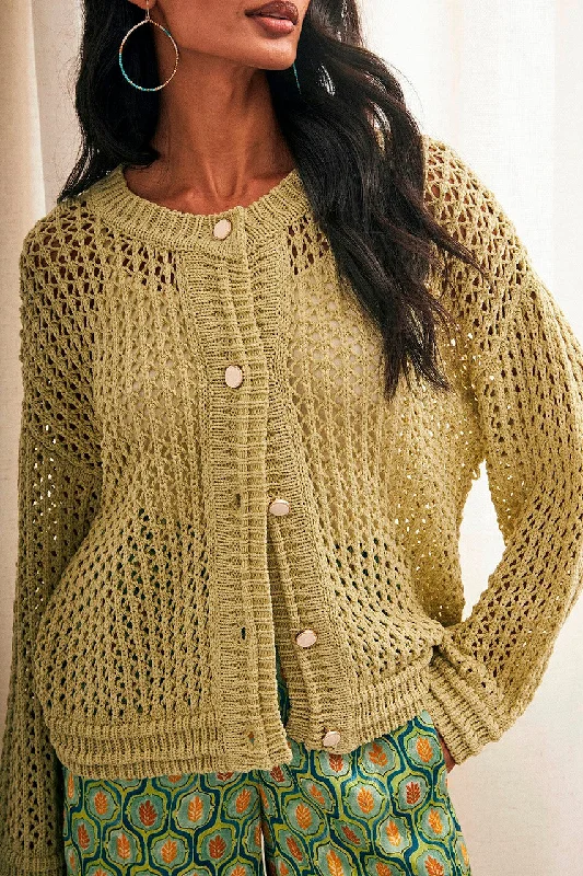 Sale Event NKN Buttoned knit sweater -LIME
