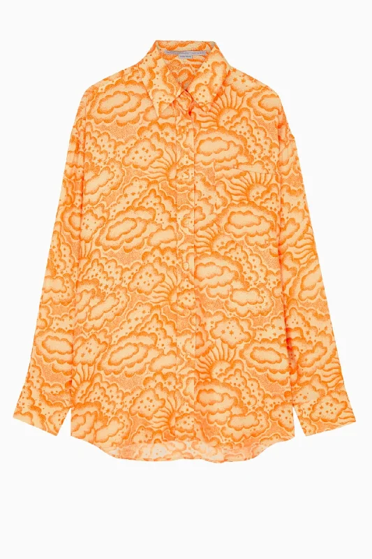 Online Only Stella McCartney Cloud Print Oversized Silk Shirt - Multi Orange