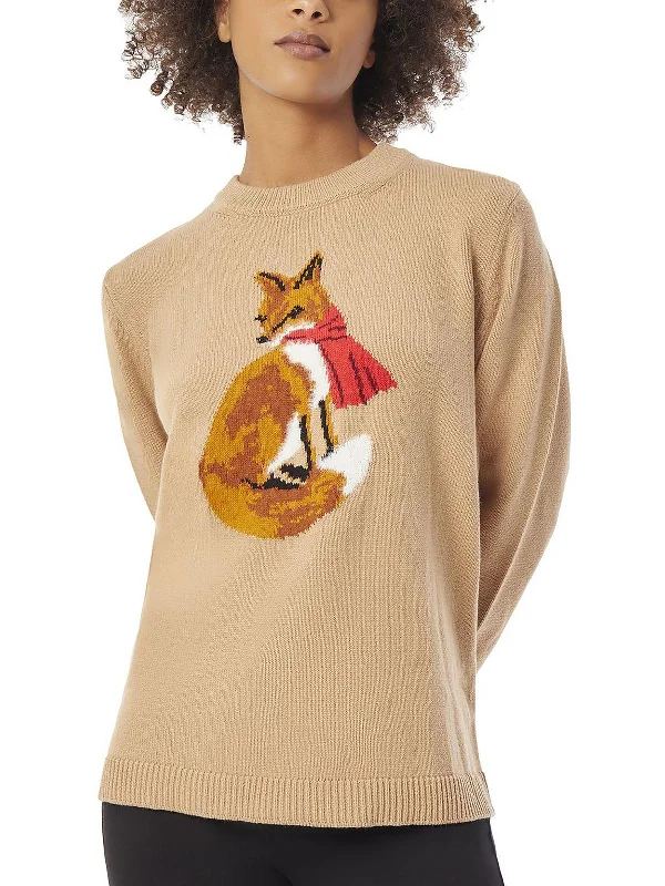 Massive Deal Womens Fox Crewneck Pullover Sweater