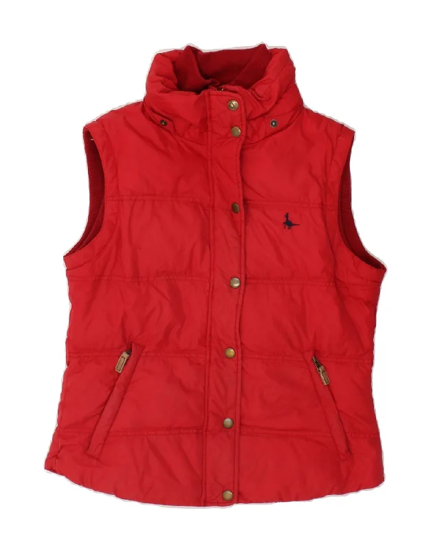 Seasonal Sale JACK WILLS Womens Padded Gilet UK 10 Small Red Nylon