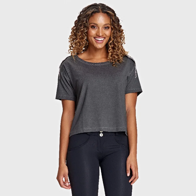 Deal of the Day Modal Top - Garment Dyed Black + Chain Detail
