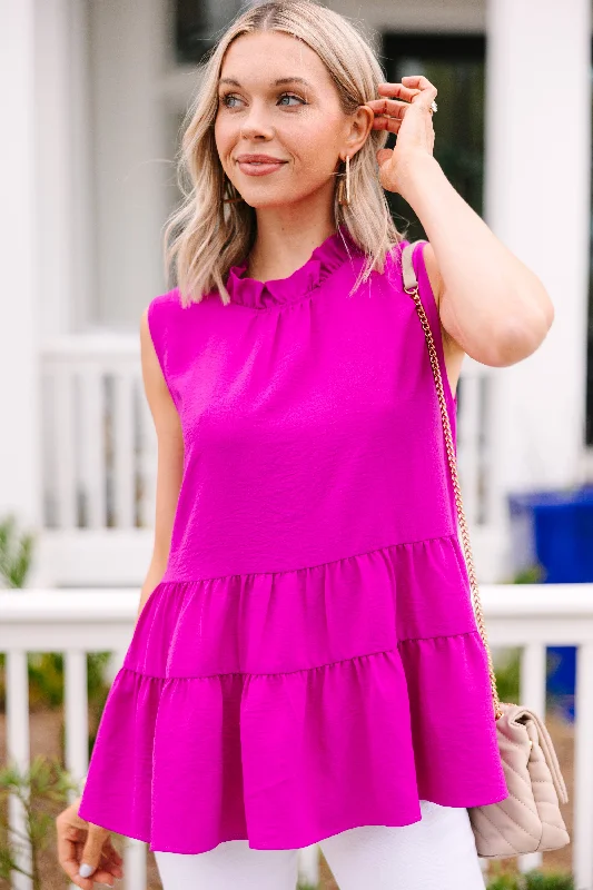 Best Deals Get A Reaction Fuchsia Pink Tiered Tank