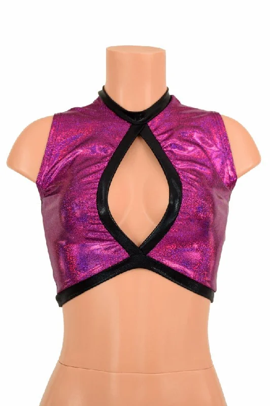Sale Alert Sleeveless Keyhole Top in Fuchsia