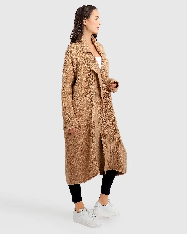 Extra Discounts Born To Run Sustainable Sweater Coat - Light Camel
